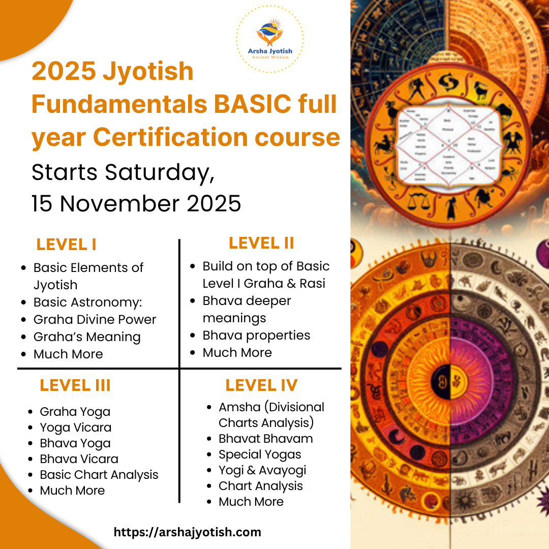2025 Jyotish Fundamentals BASIC full year Certification course